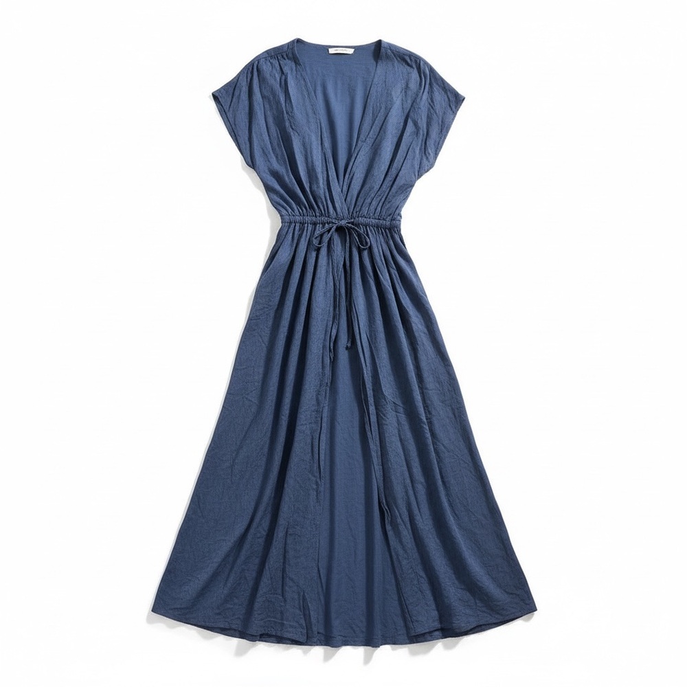 ELAN Grecian Blue Maxi Long Resort Cruise Casual Beach Summer Dress Small